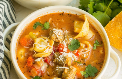 Savory Tortellini Soup with Meatballs