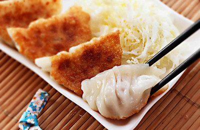 Crispy Pork Gyoza with a Side of Dipping Sauce