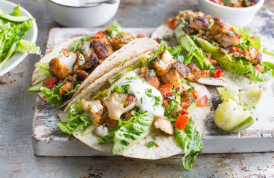 Salad with Fish Tacos