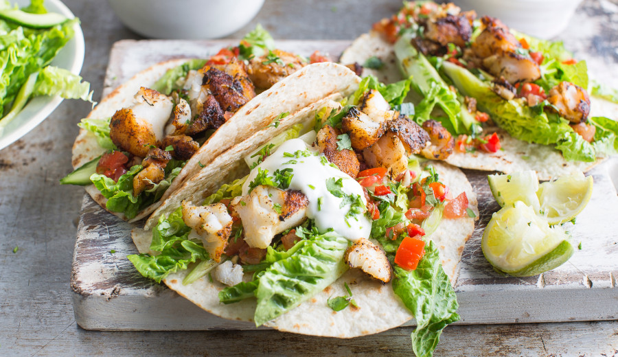 Salad with Fish Tacos