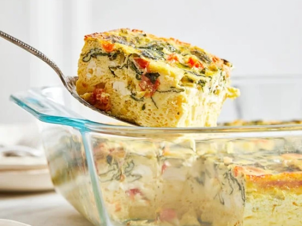 Casserole with Spinach and Feta Made in an Air Fryer