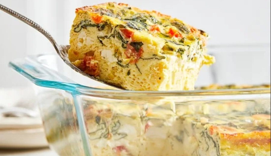 Casserole with Spinach and Feta Made in an Air Fryer