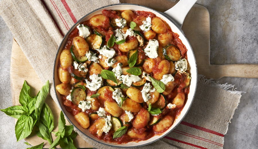 Gnocchi and Zucchini in Garlic-Parmesan Sauce