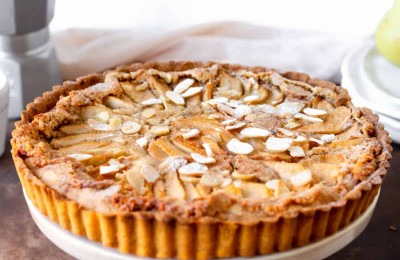 Pear and Almond Tart on a Graham Cracker Crust