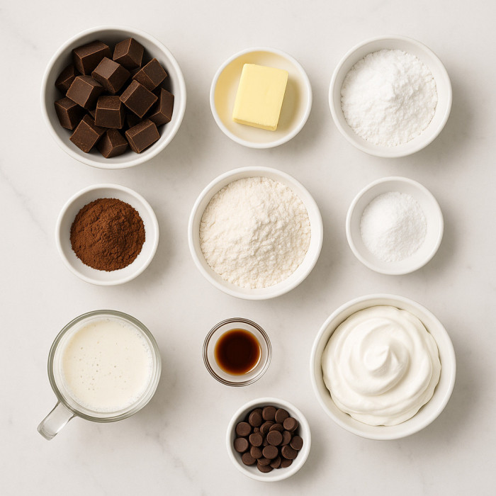 Delicious chocolate brownies ingredients