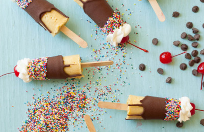 Strawberry-Banana Tahini Ice Pops