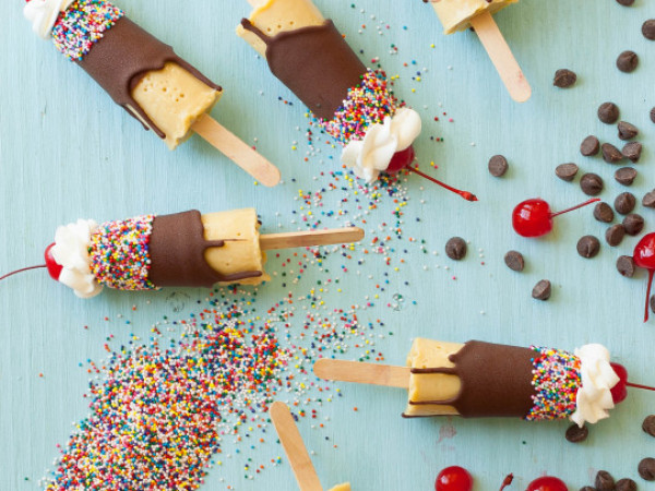 Strawberry-Banana Tahini Ice Pops