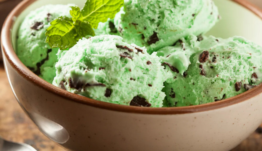 Vegan Nice Cream with Chocolate Chips and Mint