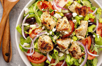 Greek Chicken Souvlaki Salad