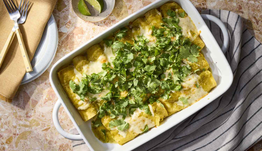 Creamy Green Sauce Chicken Enchiladas