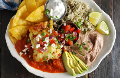 Casserole with Hatch Chile Rellenos and Ranchero Sauce