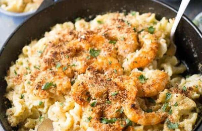 Mac and Cheese with Creole Shrimp