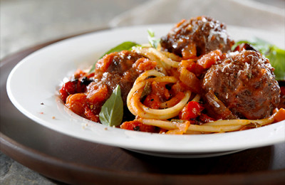 Spaghetti with Bison Meatballs