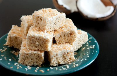 Coconut Rice Crispy Squares