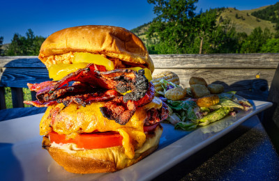 Bison Burgers with Bacon and Cheddar