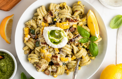 Chicken and Bacon Pasta with Fresh Summer Veggies