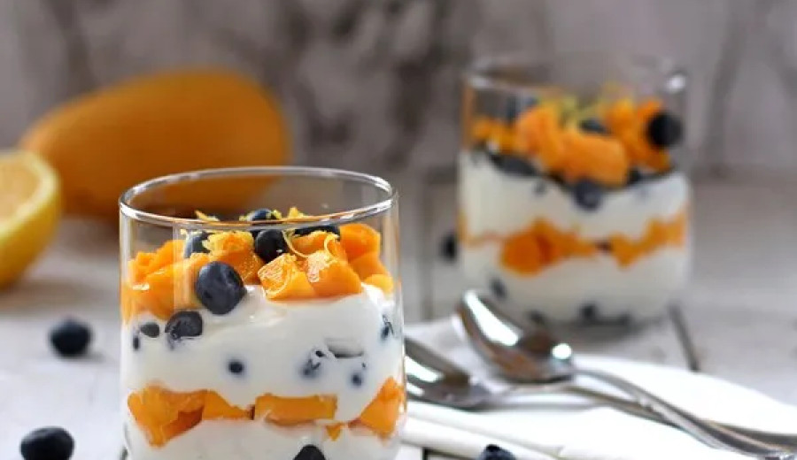 Breakfast Parfaits with Orange, Blueberries, and Yogurt