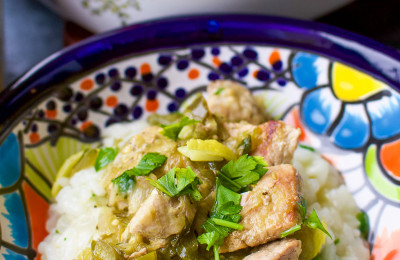 Pork and Rice with Salsa Verde Made in a Pressure Cooker