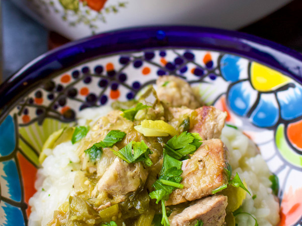 Pork and Rice with Salsa Verde Made in a Pressure Cooker