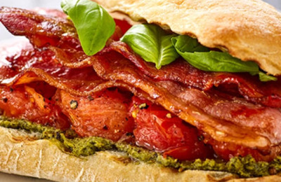 Bacon, Basil Pesto, and Tomato Hoagie