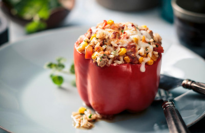 Stuffed Peppers with Bison and Brown Rice