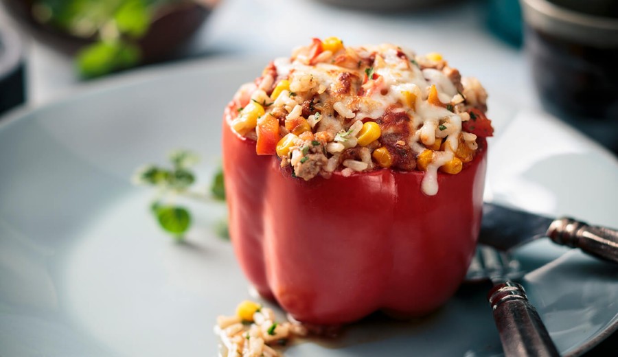 Stuffed Peppers with Bison and Brown Rice