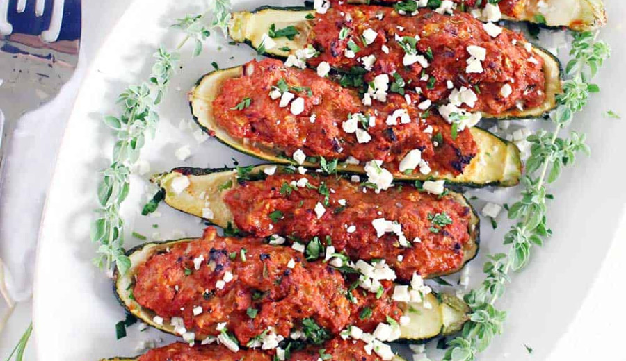 Zucchini Boats with Mediterranean Flavors