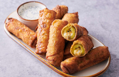 Pickle-Stuffed Egg Rolls