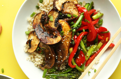 Grilled Portobello Mushrooms with Sautéed Veggies