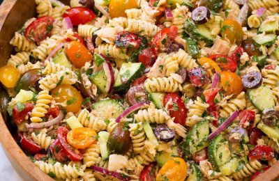 Tuna Pasta Salad with Fresh Garden Veggies