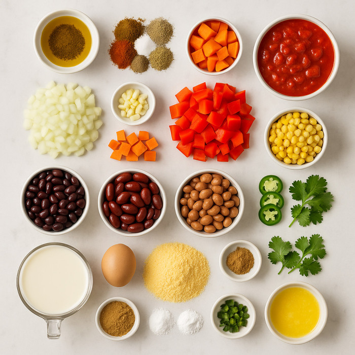 Vegetable Chili with Cornbread Topping Casserole ingredients