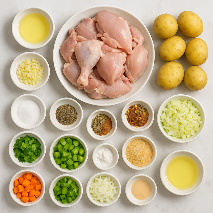 Chicken and potatoes ingredients