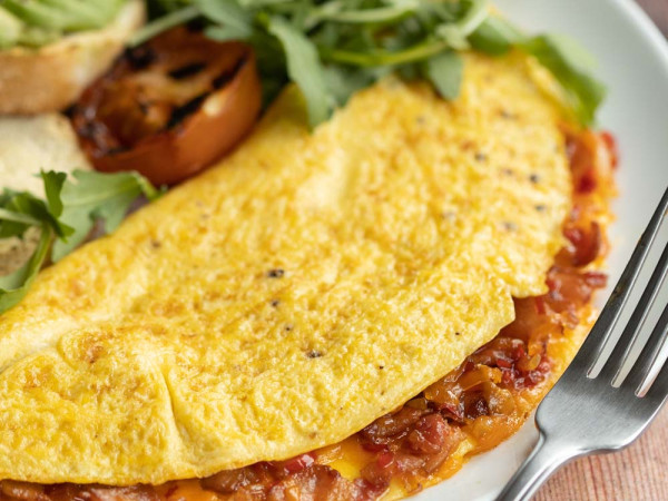 Spicy Chili Crisp Ham and Cheese Omelet