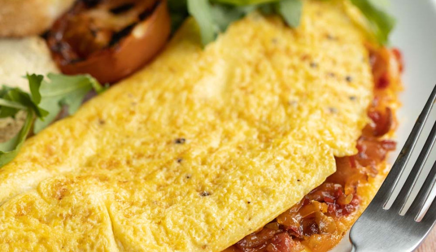Spicy Chili Crisp Ham and Cheese Omelet