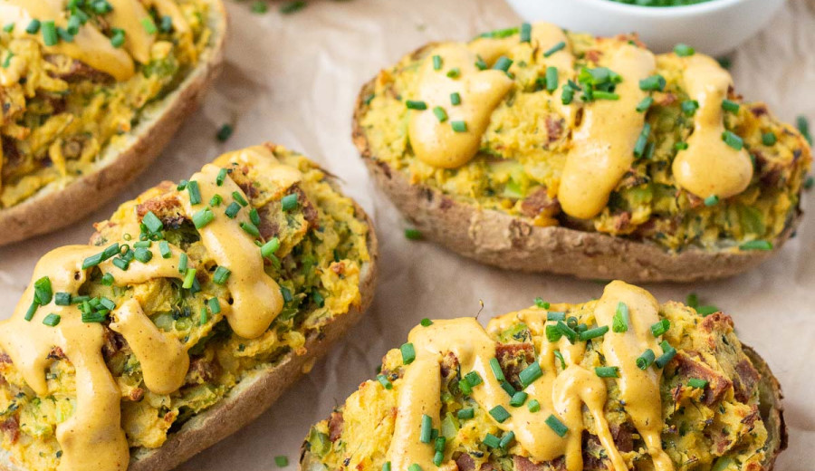Vegan Stuffed Potatoes with Extra Filling