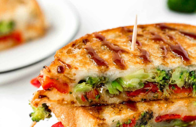 Broccoli and Cheese Sandwich on the Grill