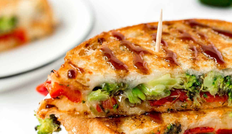 Broccoli and Cheese Sandwich on the Grill
