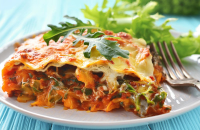 Lasagna with Roasted Vegetables and Kale