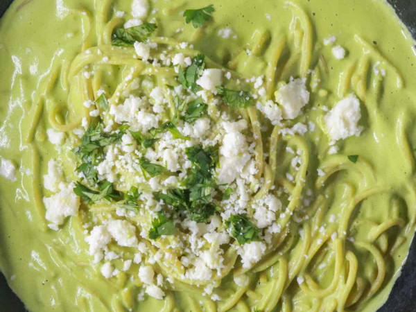 Spaghetti with Mexican Green Sauce