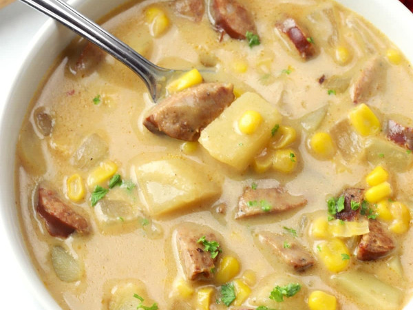 Smoky Sausage Corn Chowder Made in the Instant Pot®