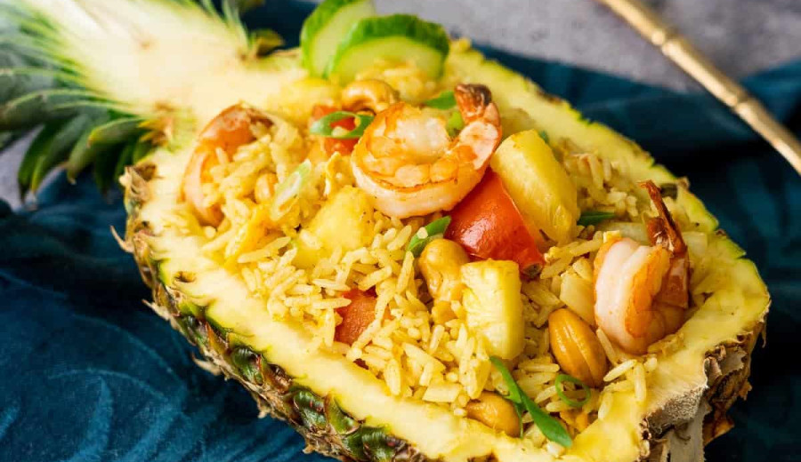 Pineapple Rice Bake for Chinese New Year Dinner