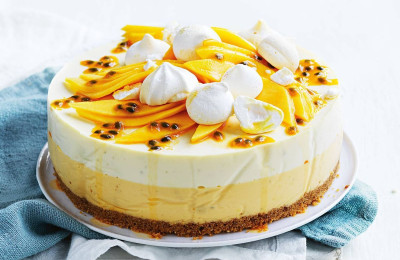 No-Bake Cheesecake with Passion Fruit and Mango