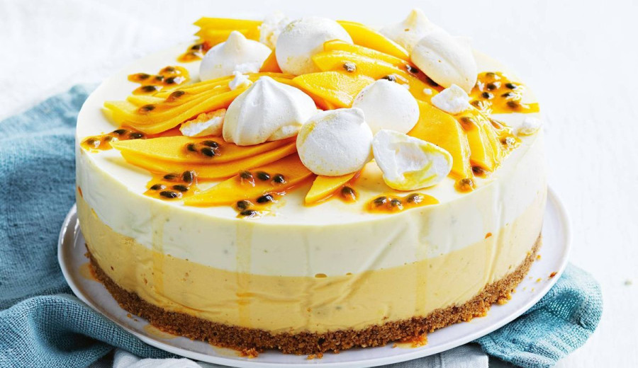 No-Bake Cheesecake with Passion Fruit and Mango