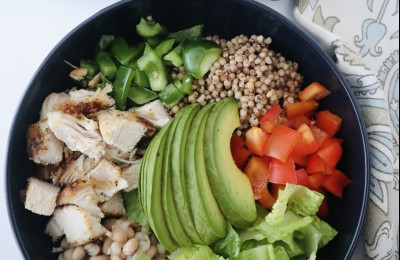 Sorghum Bowl with Quail Egg, Avocado, Kumato®, and Buffalo Mozzarella