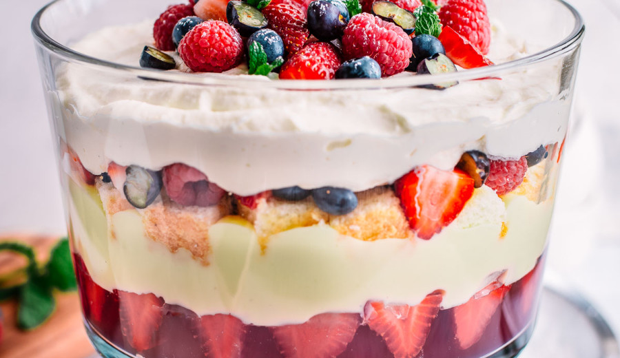 Three Berry Trifle for Canada Day