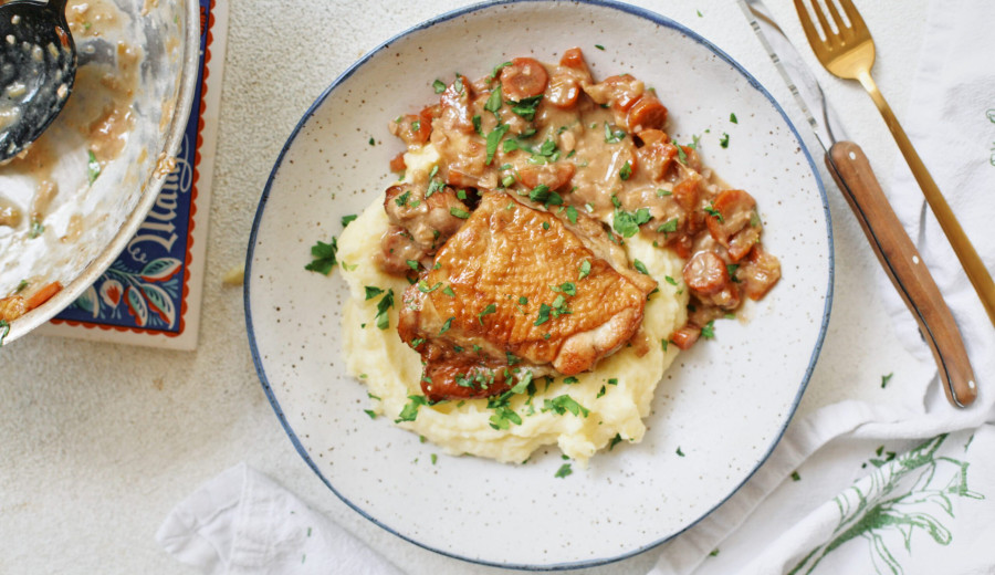 Silky White Wine Coq au Vin