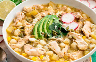 White Chicken Pozole Made in a Slow Cooker