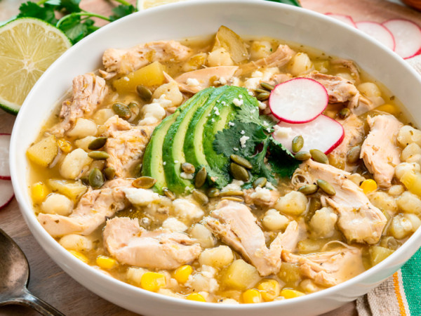 White Chicken Pozole Made in a Slow Cooker