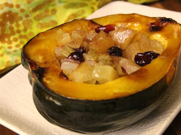 Oven-Roasted Acorn Squash Filled with Apple Stuffing