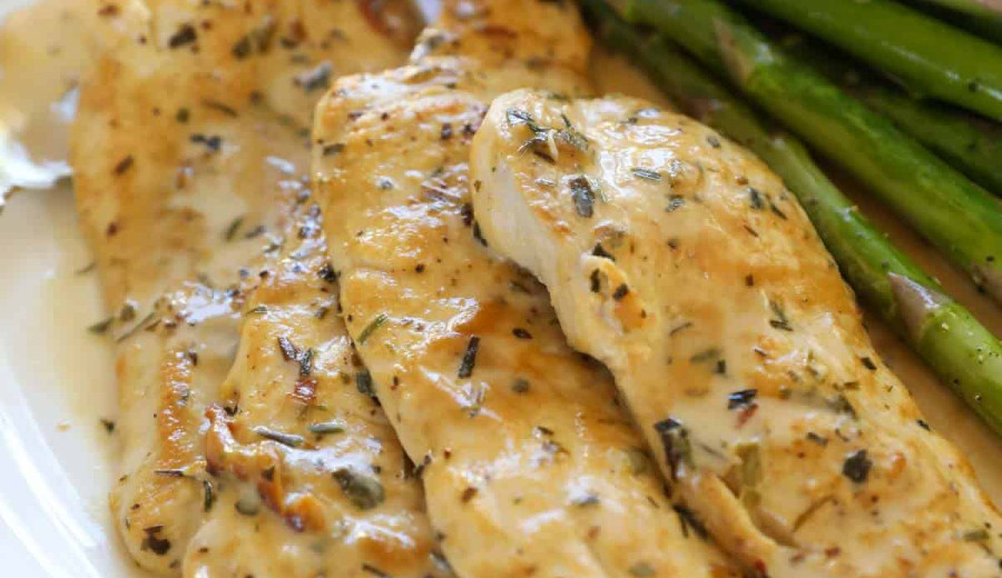 Chicken Pounded Thin with Sherry-Dijon Sauce